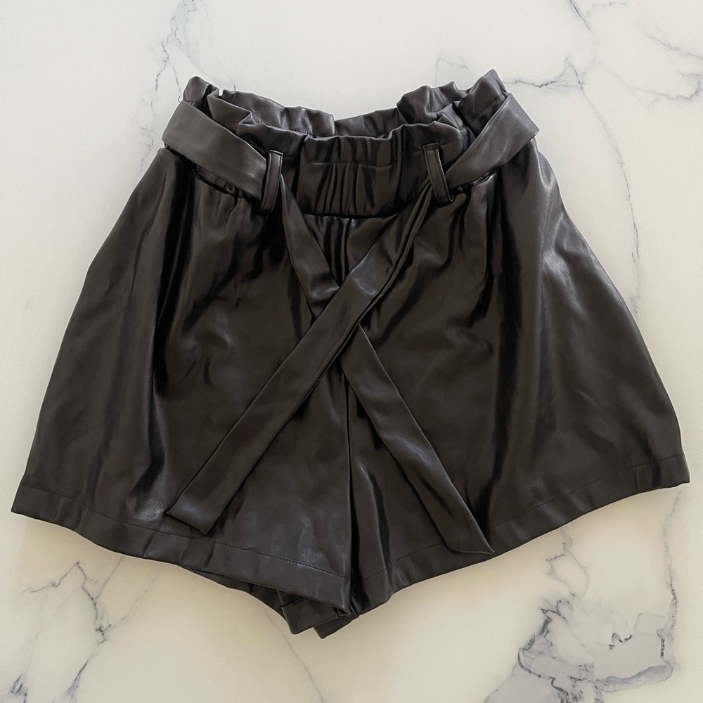 Leather Black Women's Shorts